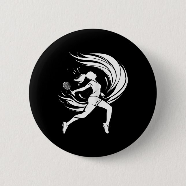 Female Badminton Player Drawing Shuttle  6 Cm Round Badge (Front)