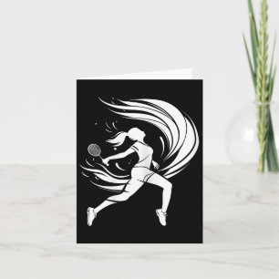 Female Badminton Player Drawing Shuttle  Card