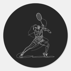 Female Badminton Player Drawing Shuttle Game For G Classic Round Sticker