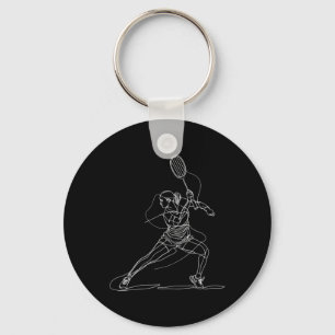 Female Badminton Player Drawing Shuttle Game For G Key Ring