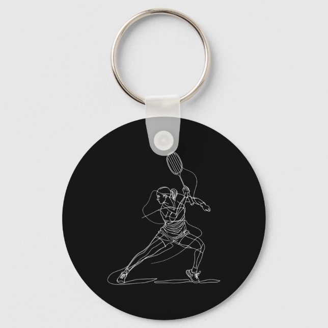 Female Badminton Player Drawing Shuttle Game For G Key Ring (Front)