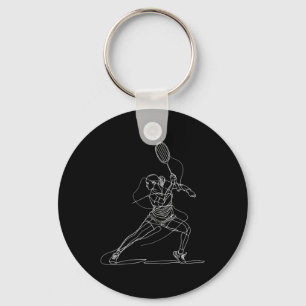 Female Badminton Player Drawing Shuttle Game For G Key Ring