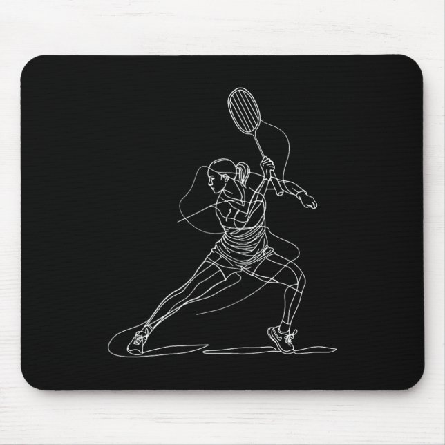 Female Badminton Player Drawing Shuttle Game For G Mouse Mat (Front)