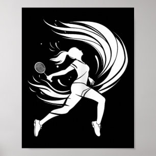 Female Badminton Player Drawing Shuttle Poster