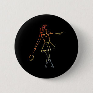 Female Badminton Player Sketch Shuttle Game For Gi 6 Cm Round Badge