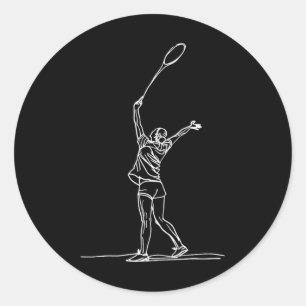 Female Badmintonist Sketch Shuttle Classic Round Sticker
