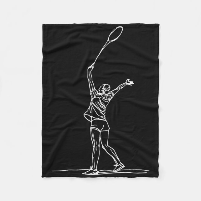Female Badmintonist Sketch Shuttle  Fleece Blanket (Front)