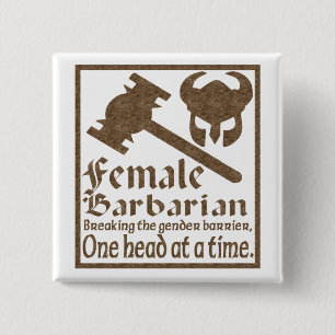 Female Barbarian 15 Cm Square Badge