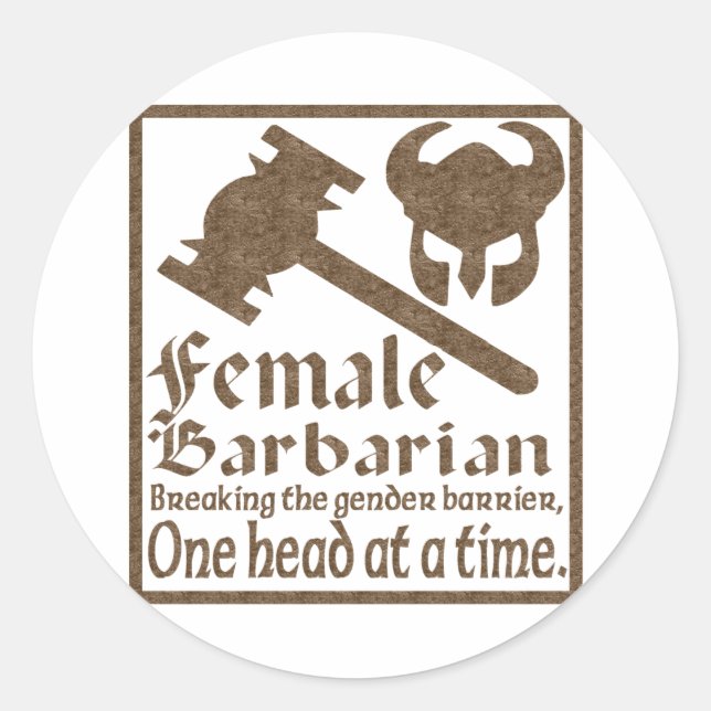 Female Barbarian Classic Round Sticker (Front)