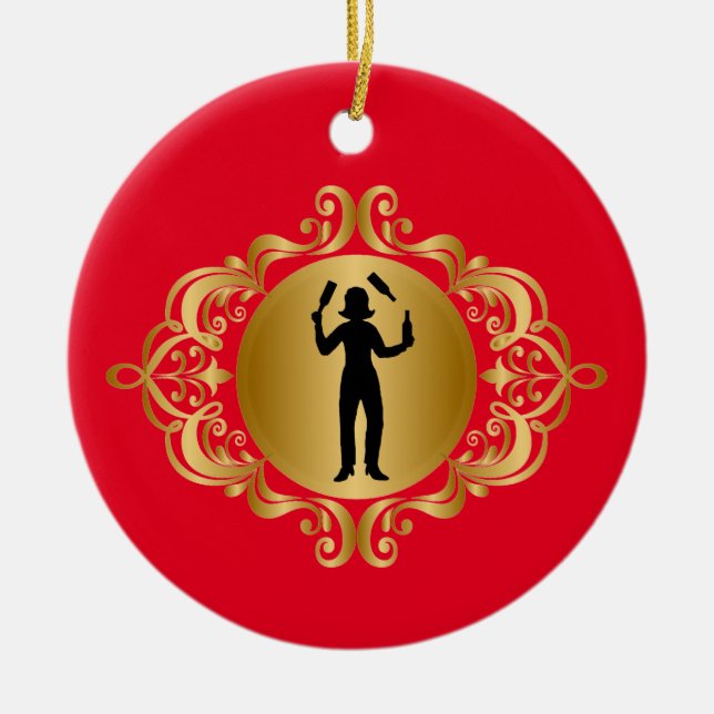 Female Bartender Silhouette Christmas Ornament (Front)