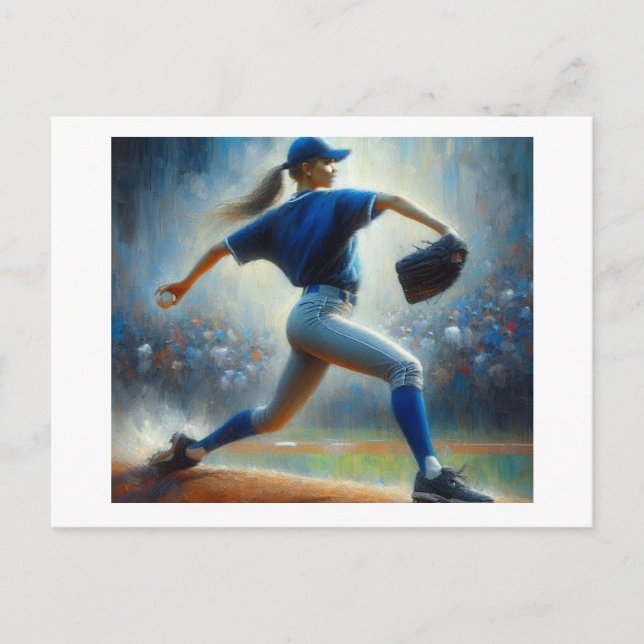 Female Baseball Pitcher,  Postcard (Front)