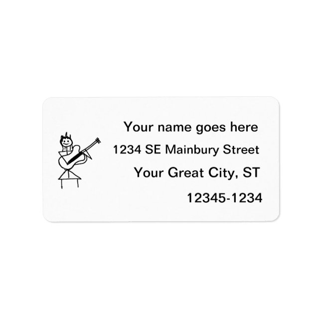 female bass guitar stick figure black and white label (Front)