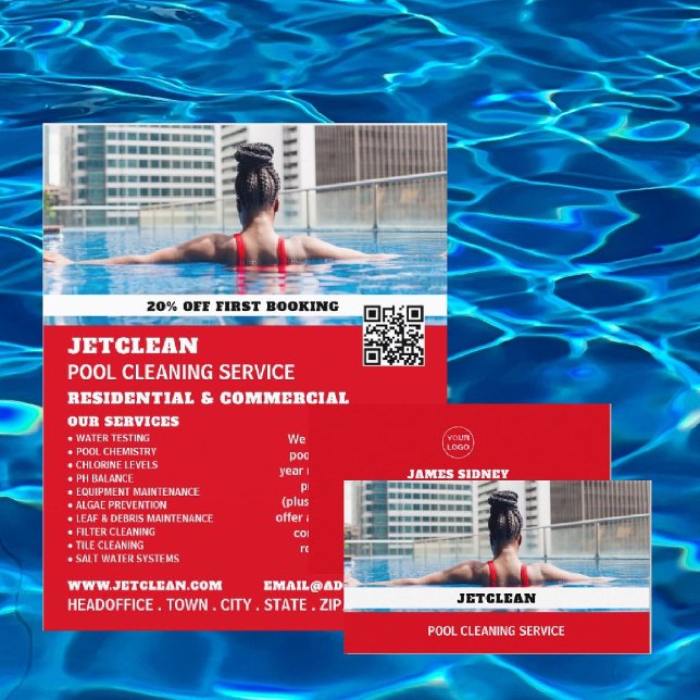 Female Bather Portrait, Swimming Pool Cleaning Flyer (Creator Uploaded)
