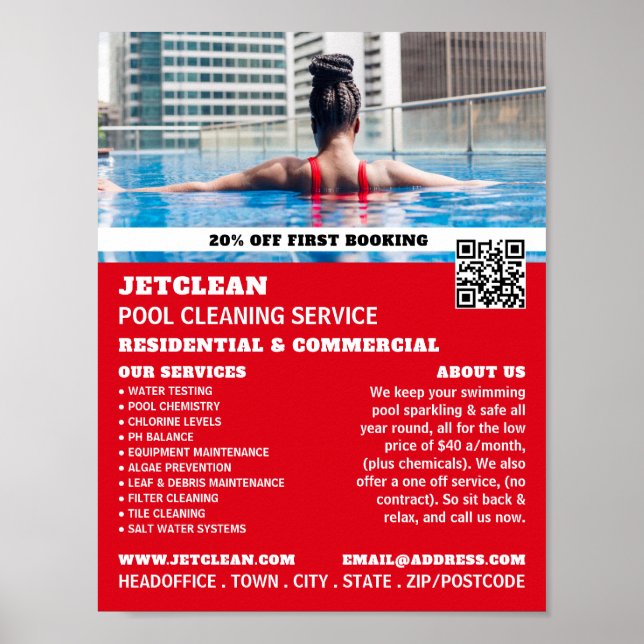 Female Bather Portrait, Swimming Pool Cleaning Poster (Front)