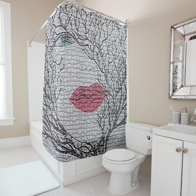 Female Beauty Shower Curtain Mosaic Water Colour (In Situ)