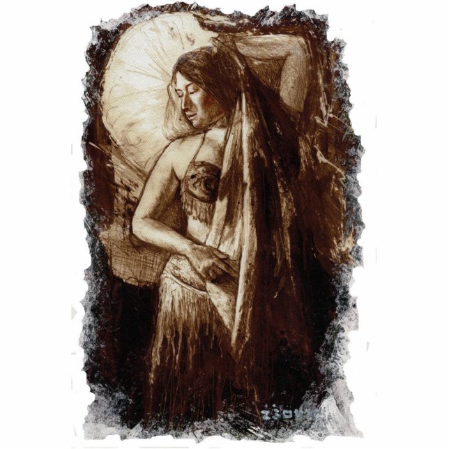 Female Belly Dancer with a Veil Sculpture Standing Photo Sculpture (Front)