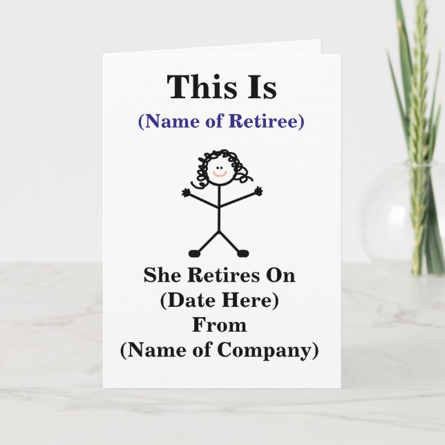 Female Big Sticklady Retirement Card Customise It! (Front)