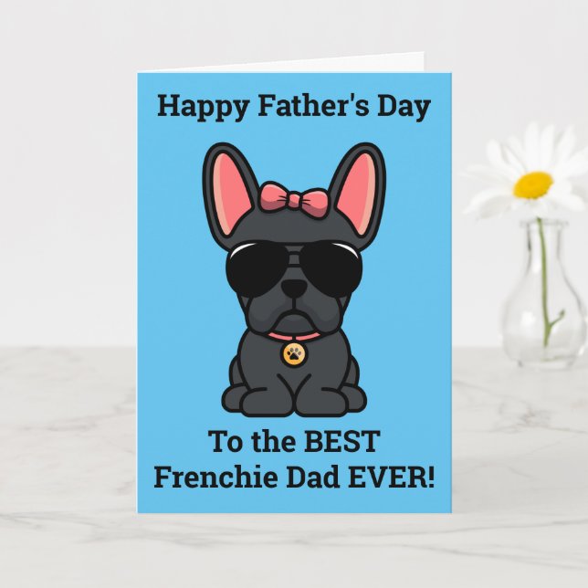 Female Black French Bulldog Father's Day Card (Small Plant)