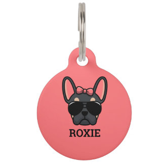 Female Black Tan French Bulldog Pet ID Tag