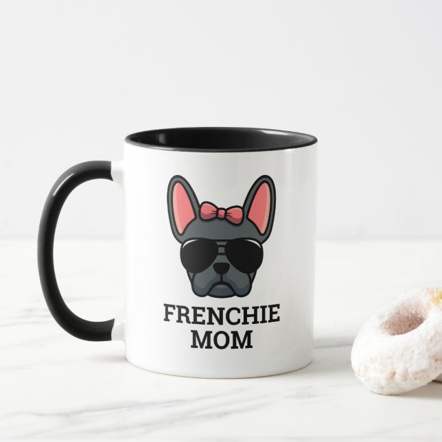 Female Blue French Bulldog Frenchie Dog Mom Mug (With Donut)