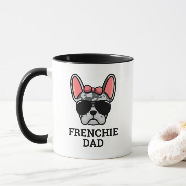 Female Blue Merle French Bulldog Frenchie Dog Dad Mug (With Donut)