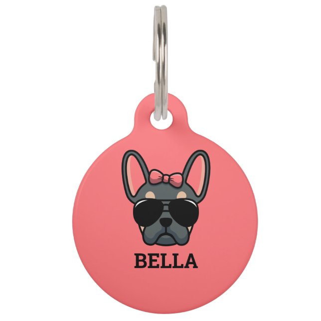 Female Blue Tan French Bulldog Pet ID Tag (Front)