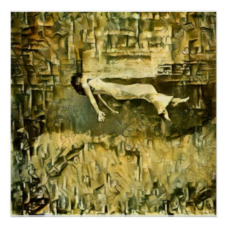 Female body floating beautifully in the ocean. poster