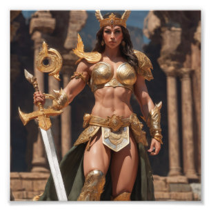 Female Bodybuilder Beautiful Mayan Warrior Queen Photo Print