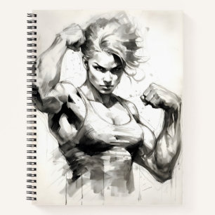 Female Bodybuilder Flexing Her Muscles Gym Girl  Notebook