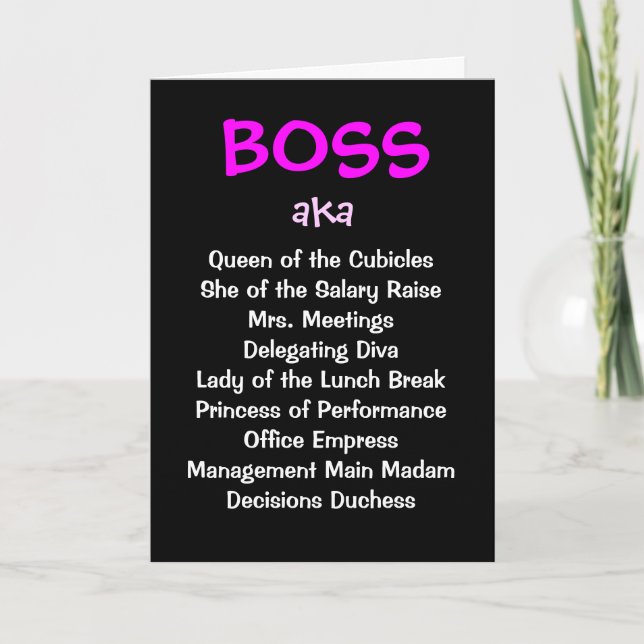 Female Boss Joke Names | Funny Boss Christmas Card (Front)