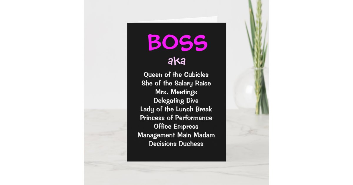 Female Boss Joke Names Funny Boss Christmas Card Zazzle Co Uk
