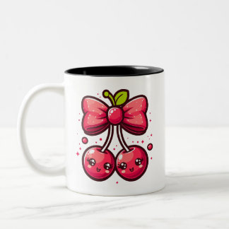 Female Bow Hair cherry Fruit Love ribbon Mug