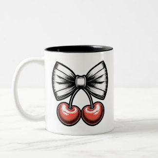 Female Bow Hair cherry FruitMug Two-Tone Coffee Mug