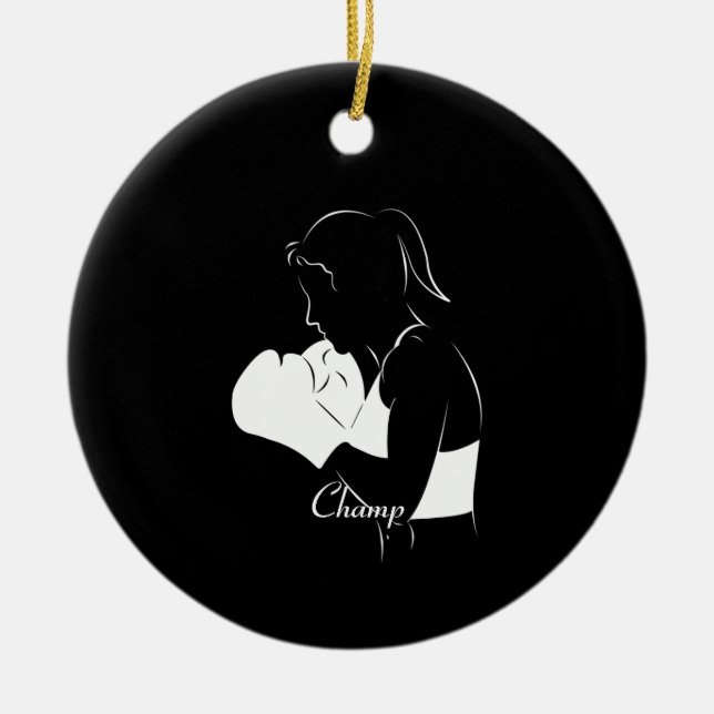 Female Boxer Champ Ceramic Tree Decoration (Front)