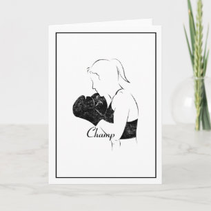 Female Boxer Champ Distressed Card