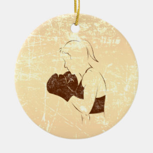 Female Boxer Distressed Look Ceramic Tree Decoration