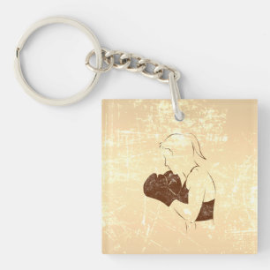 Female Boxer Distressed Look Key Ring