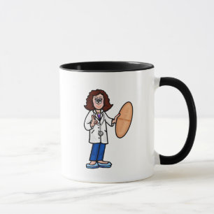 Female Brunette Doctor with Giant Pill Mug