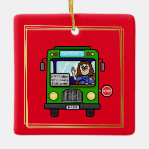 Female Bus Driver Christmas Ornament
