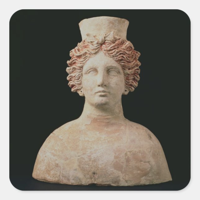 Female bust with kalathos from Ibiza, 5th century Square Sticker (Front)