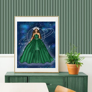 Female Capricorn Goddess   Celestial Galaxy Poster