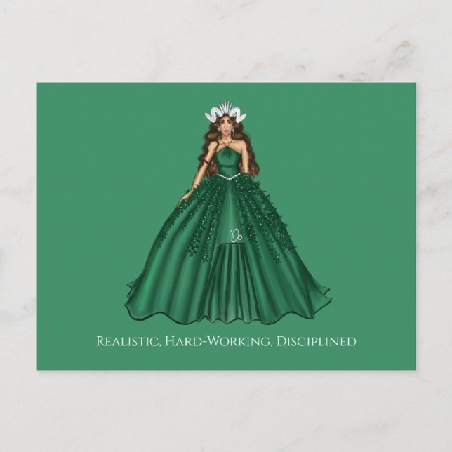 Female Capricorn Goddess Fashion Illustration  Postcard (Front)