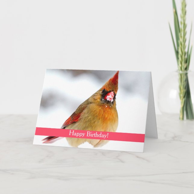 Female Cardinal Custom Birthday Card (Front)