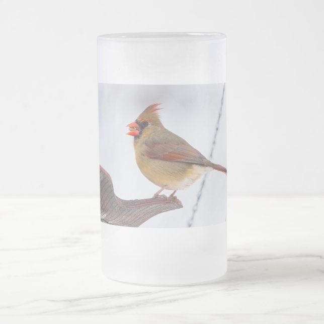 Female Cardinal Lunch Time Frosted Mug (Center)