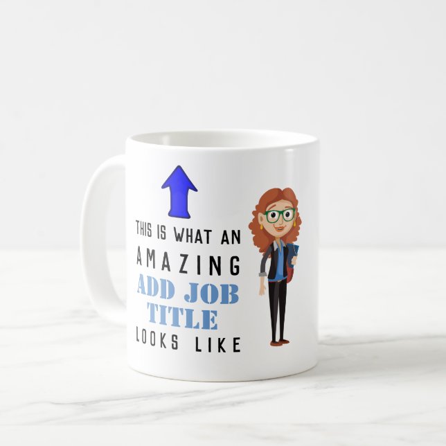 Female Caricature MUG - Occupation JOB Glasses (Front Left)