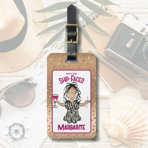 Female Cartoon Funny Saying Cruise Beach Vacation Luggage Tag