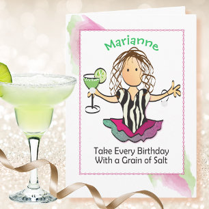  Female Cartoon Margarita Funny Saying Birthday Card