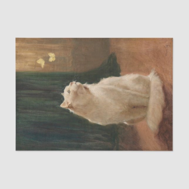 Female Cat and Two Lemon Butterflies by Heyer      Tissue Paper (Front)