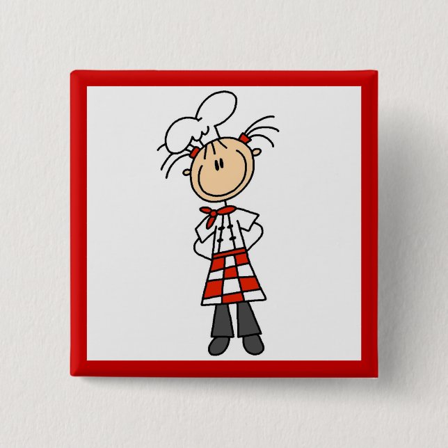 Female Chef 15 Cm Square Badge (Front)