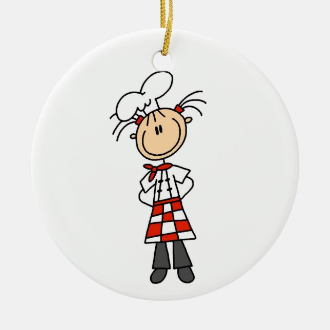 Female Chef Ceramic Tree Decoration (Front)